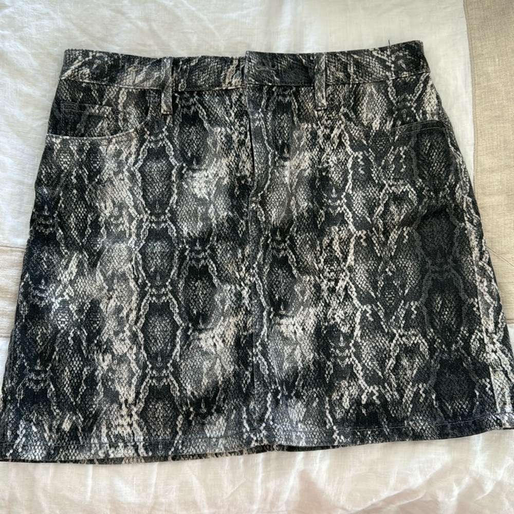 Zara Denim Snake Print Mini Skirt Size M